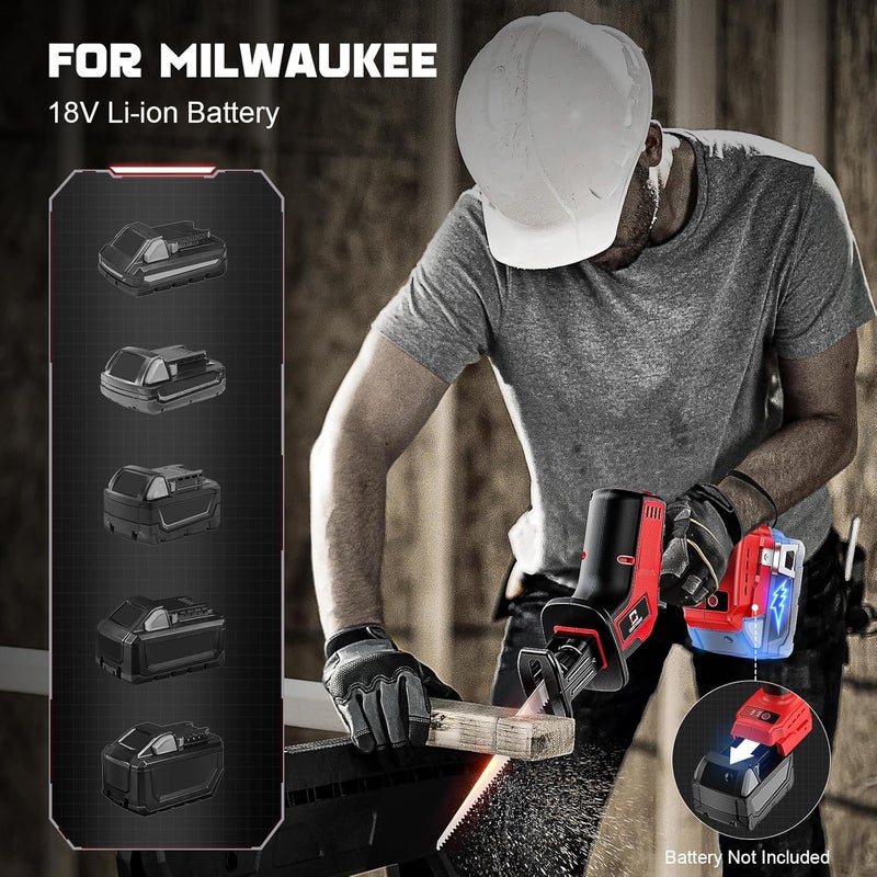 Cerycose Cordless Brushless Reciprocating Saw, Compatible with Milwaukee 18V Batteries, Tool-Free Blade Change, Includes 4 Saw Blades for Wood, Metal & PVC Cutting (Battery Not Included) - Image 4